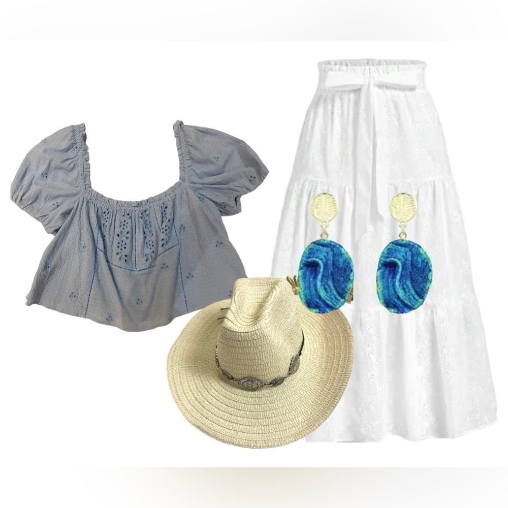 🆕Blue Sky eyelet Zara cropped top XL - Picture 2 of 3